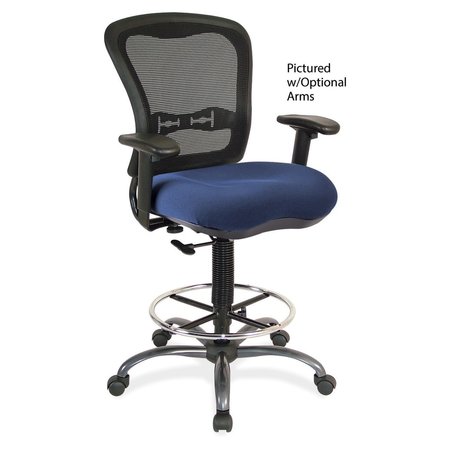 Officesource Armless, Mesh Back Task Stool with Black Upholstered Seat, Footring and Titanium Steel Base 7851NSFBL